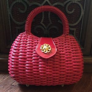 Retro look rockabilly Red Wicker Purse ❤️👜❤️